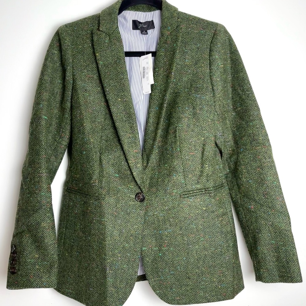 J. Crew Olive Herringbone Blazer